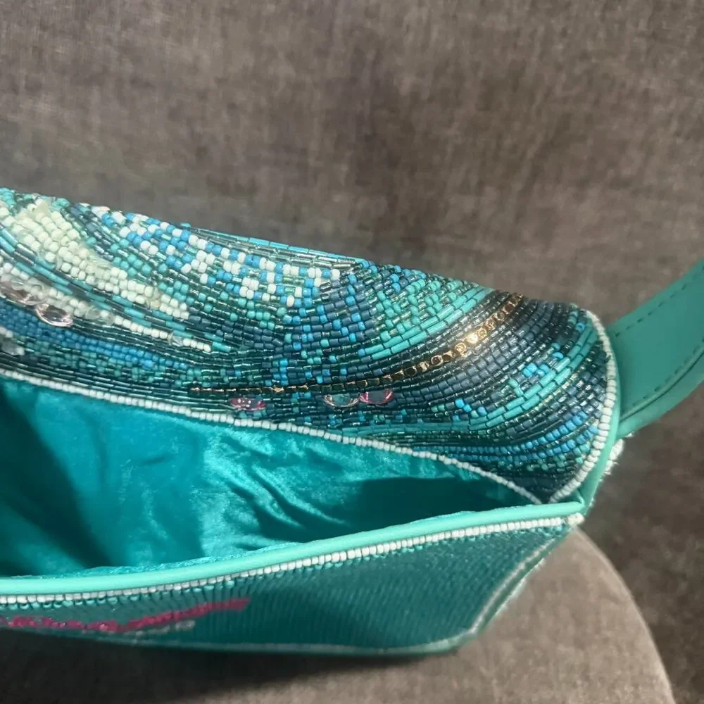 STAUD Beaded Tidal Wave Tommy Shoulder Bag Blue SAMPLE New